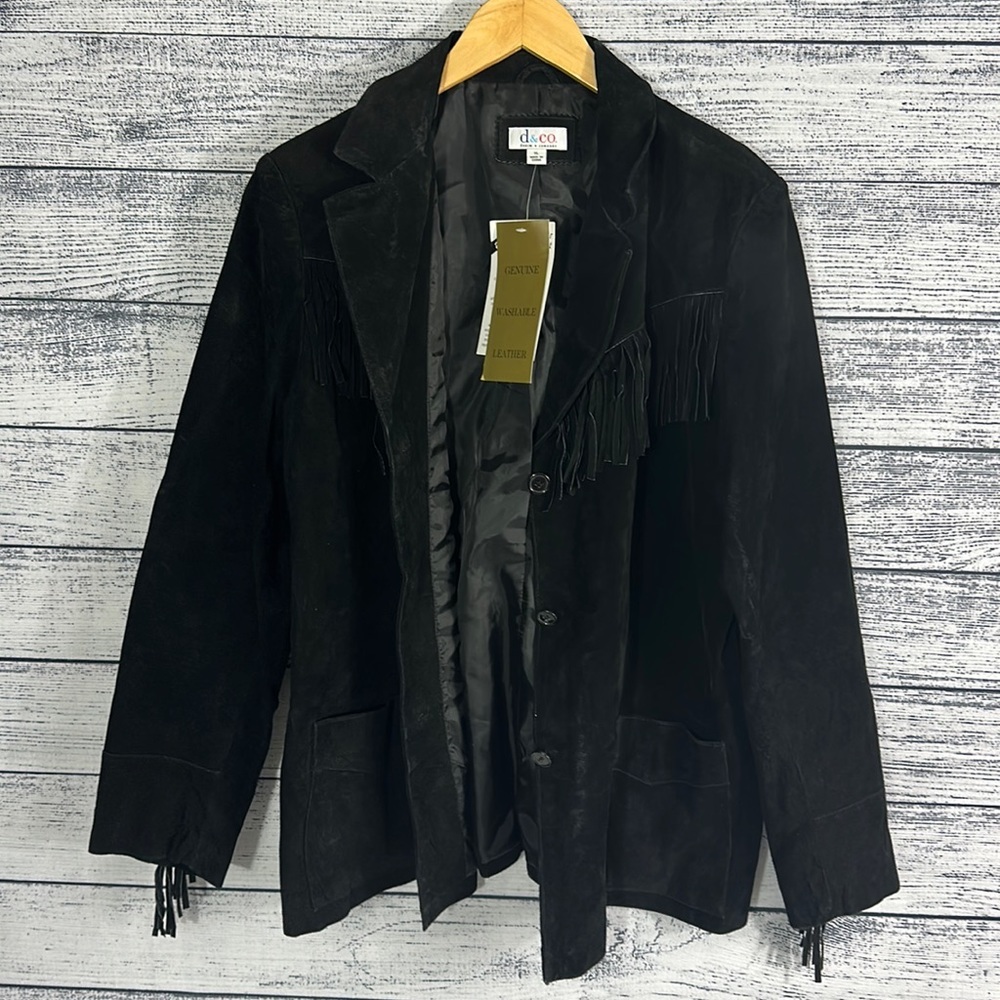 NWT D&CO Suede Washable Leather Fringe Western Cowboy Boho Unisex Jacket - XL